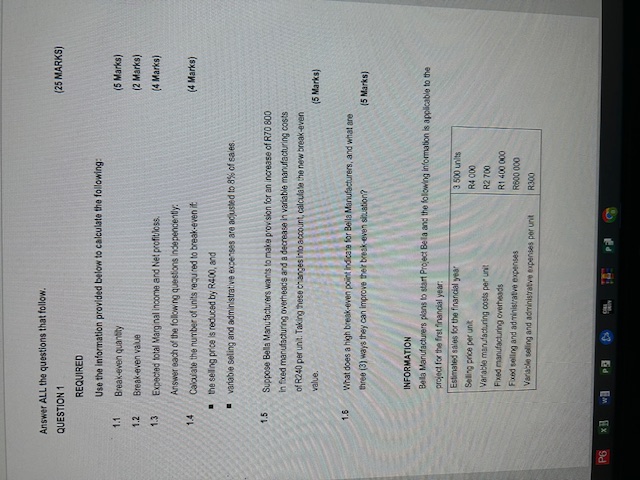 Answer ALL the questions that follow. QUESTION 1