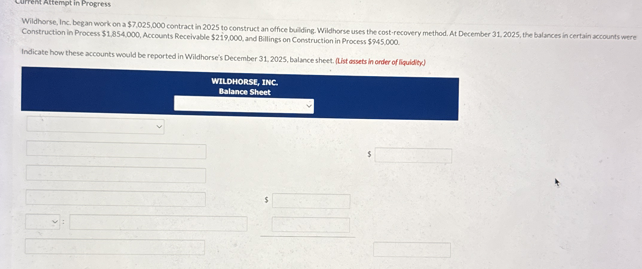 Current Attempt in Progress Wildhorse, Inc. began