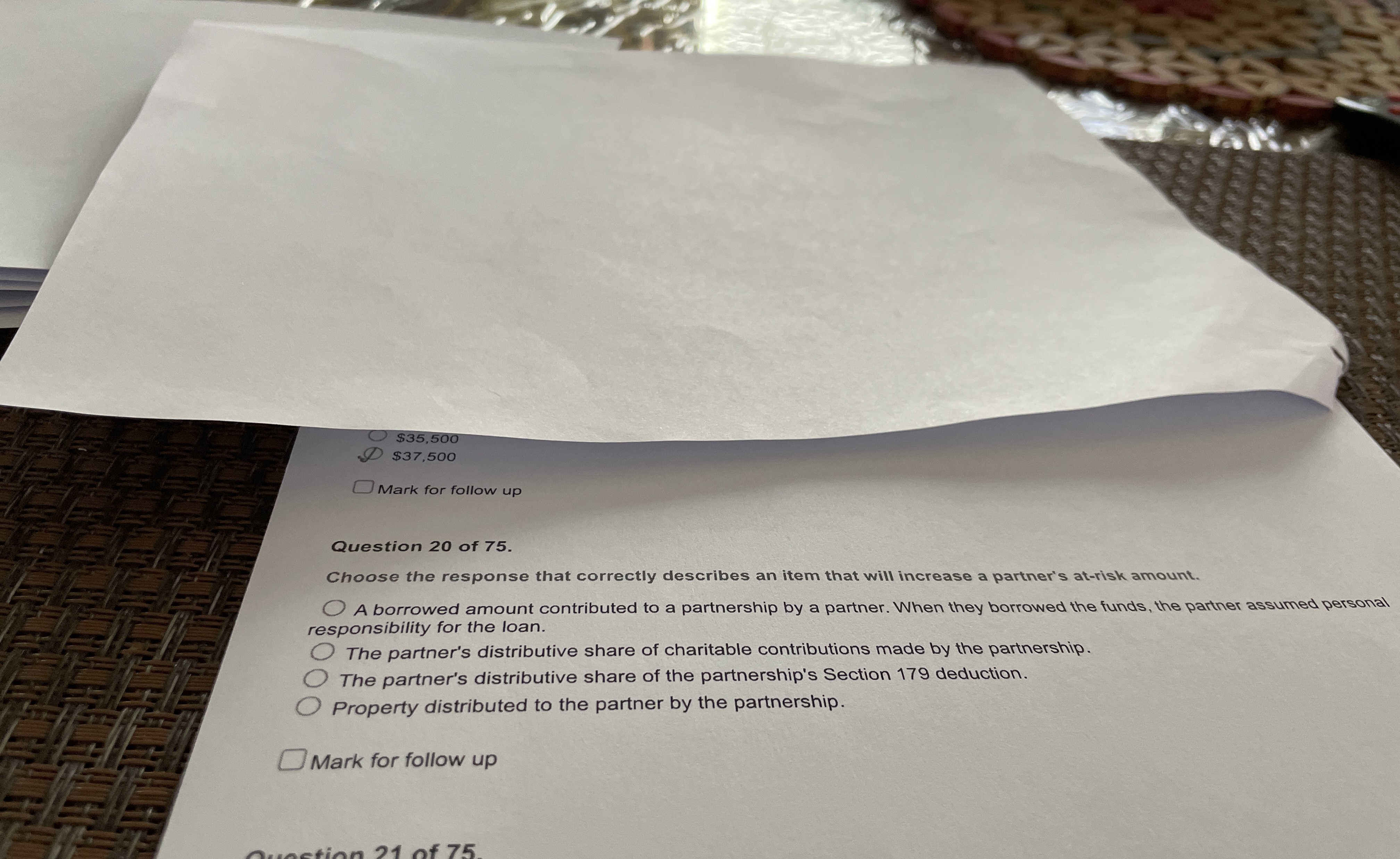 $ 3 5 , 5 0 0 ( D ) $ 3 7 , 5 0 0 Mark for follow