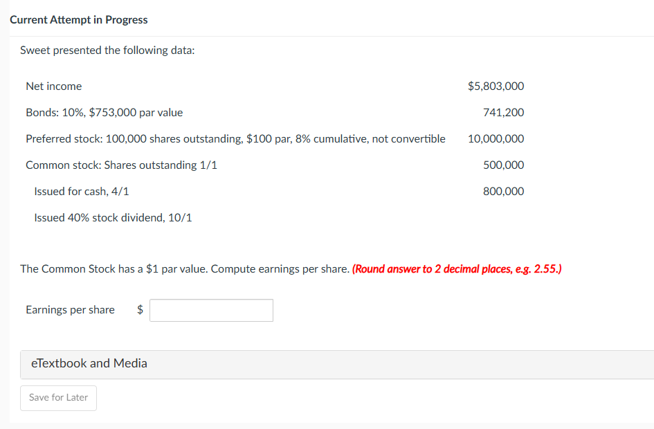 Current Attempt in Progress Sweet presented the