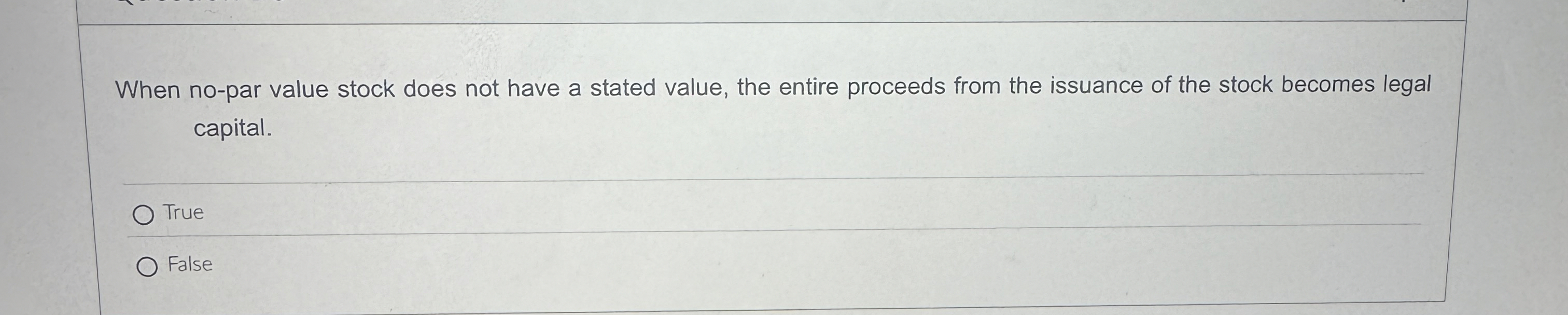 When no - par value stock does not have a stated