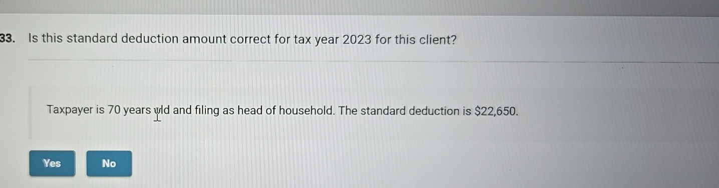 Is this standard deduction amount correct for tax