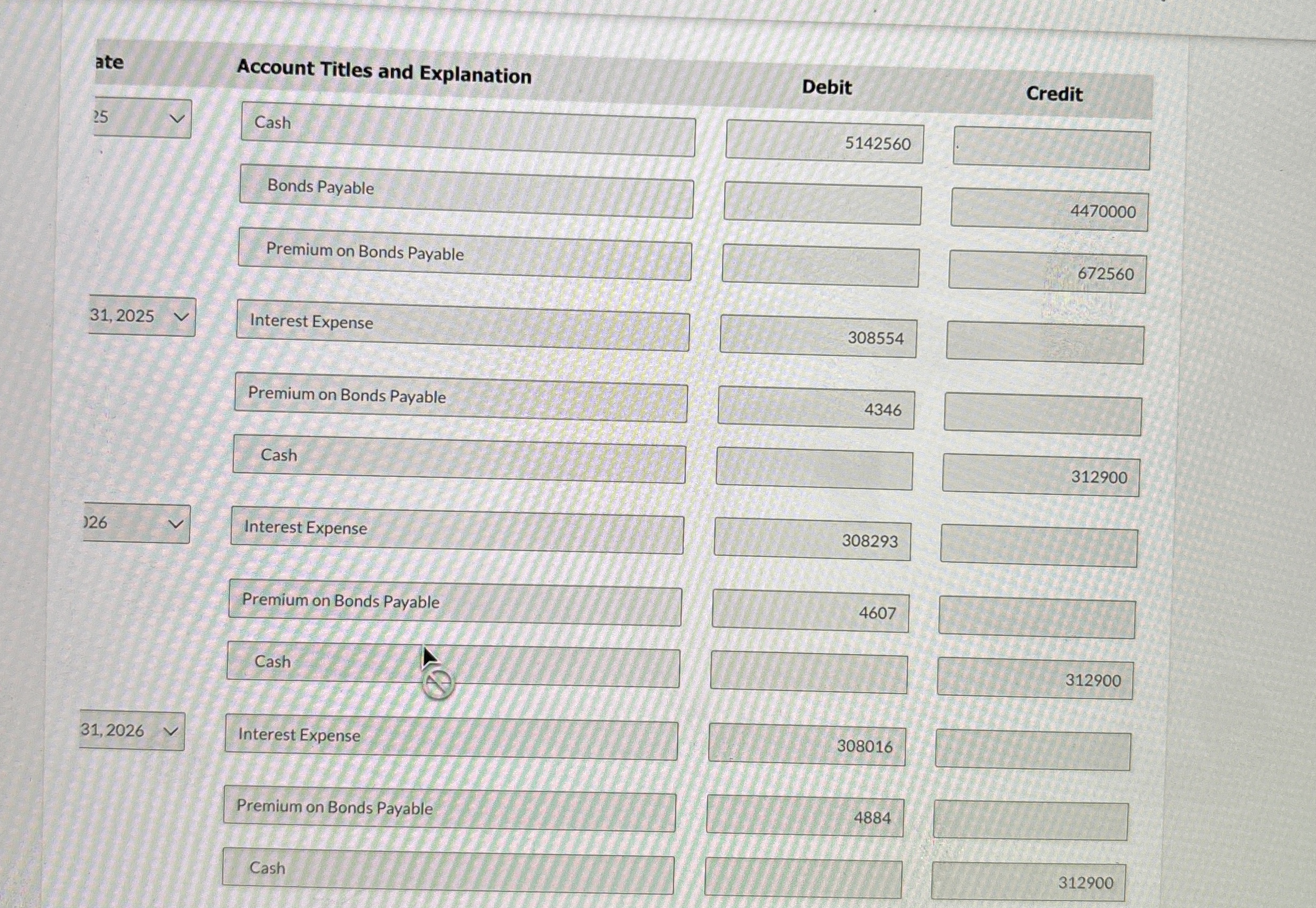 ate Account Titles and Explanation Debit Credit 2