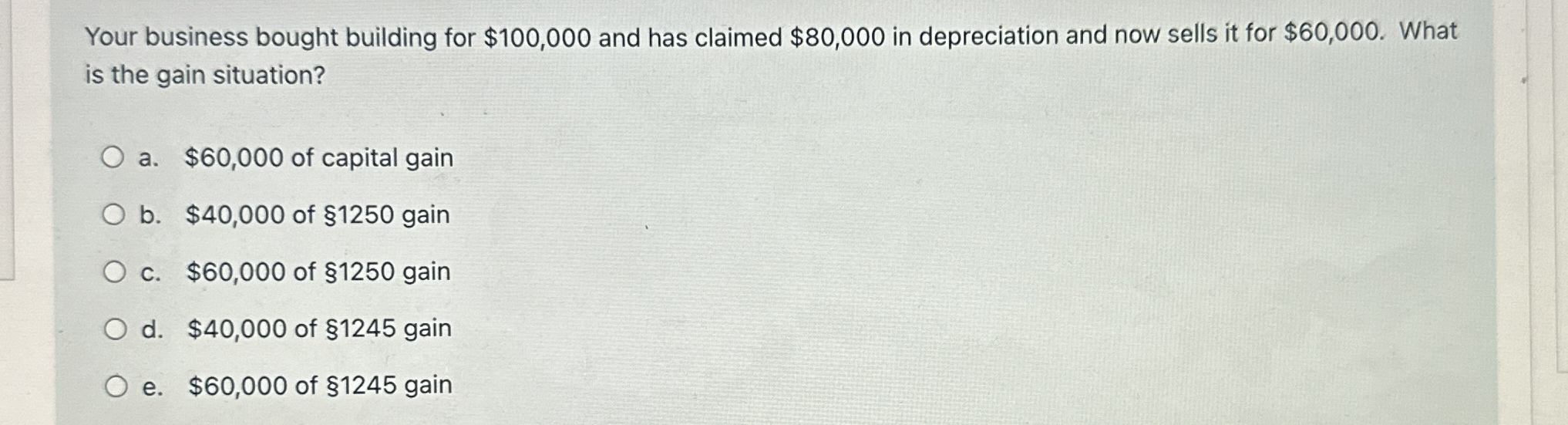 Your business bought building for $ 1 0 0 , 0 0 0