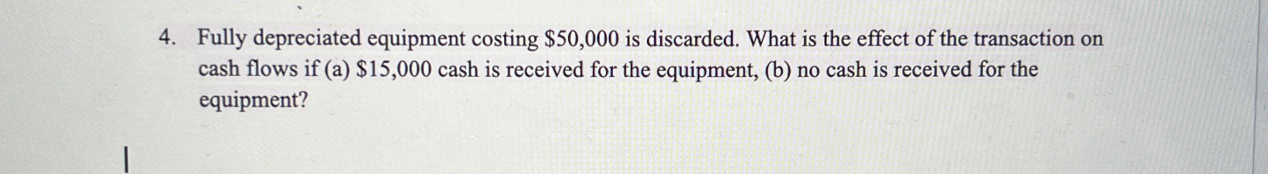 Fully depreciated equipment costing $ 5 0 , 0 0 0