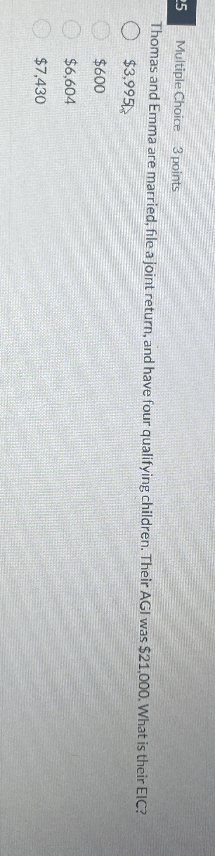 Multiple Choice 3 points Thomas and Emma are