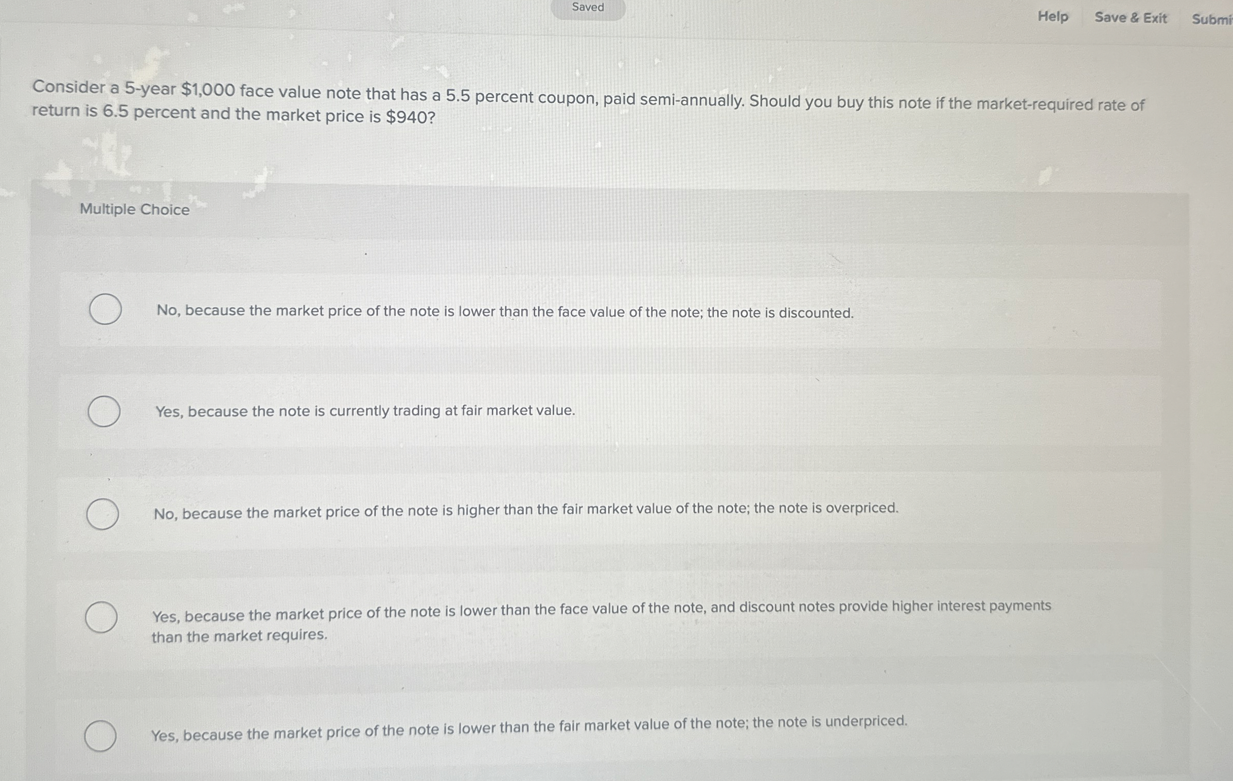 Saved Help Save & Exit Submi Consider a 5 - year