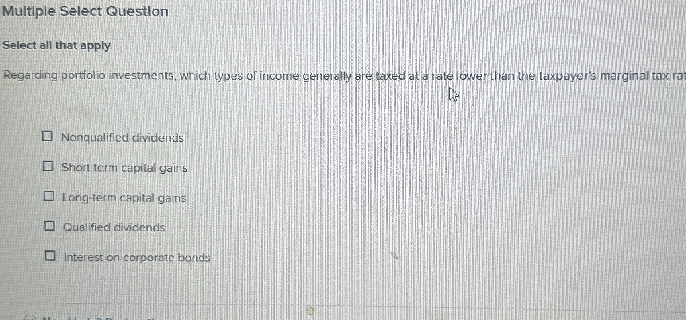 Multiple Select Question Select all that apply