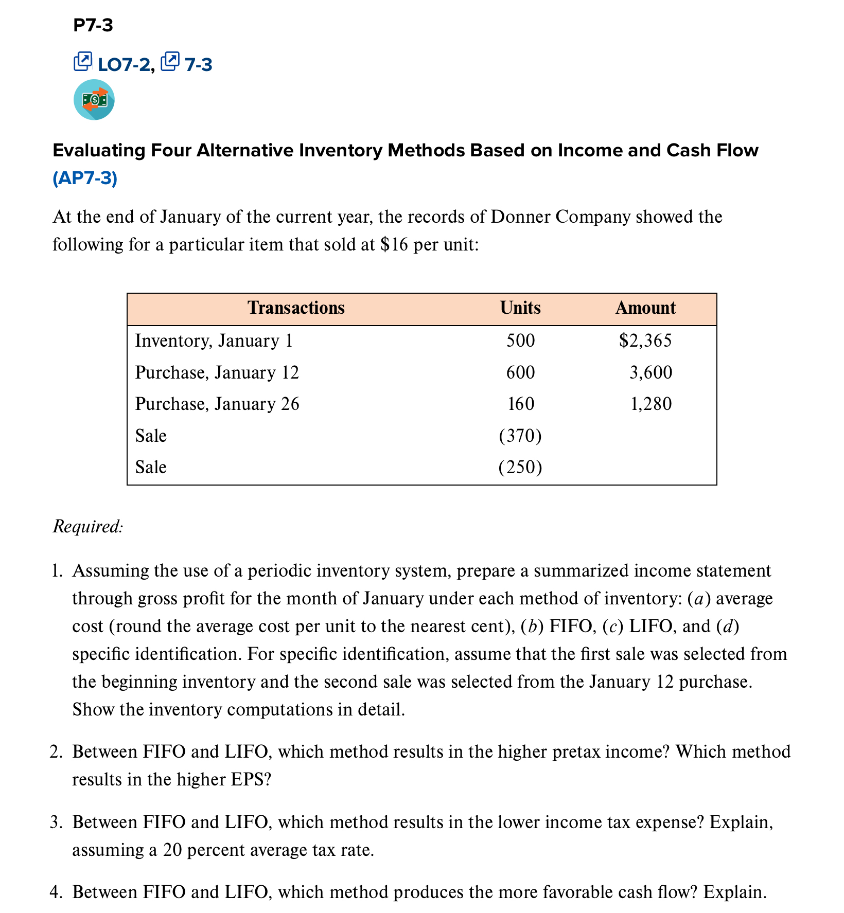 P 7 - 3 LO 7 - 2 , - 3 [ ( 0 ) ] Evaluating Four