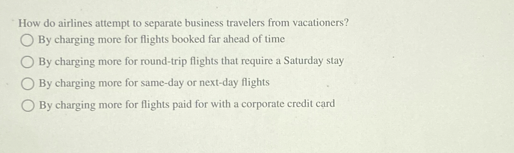 How do airlines attempt to separate business