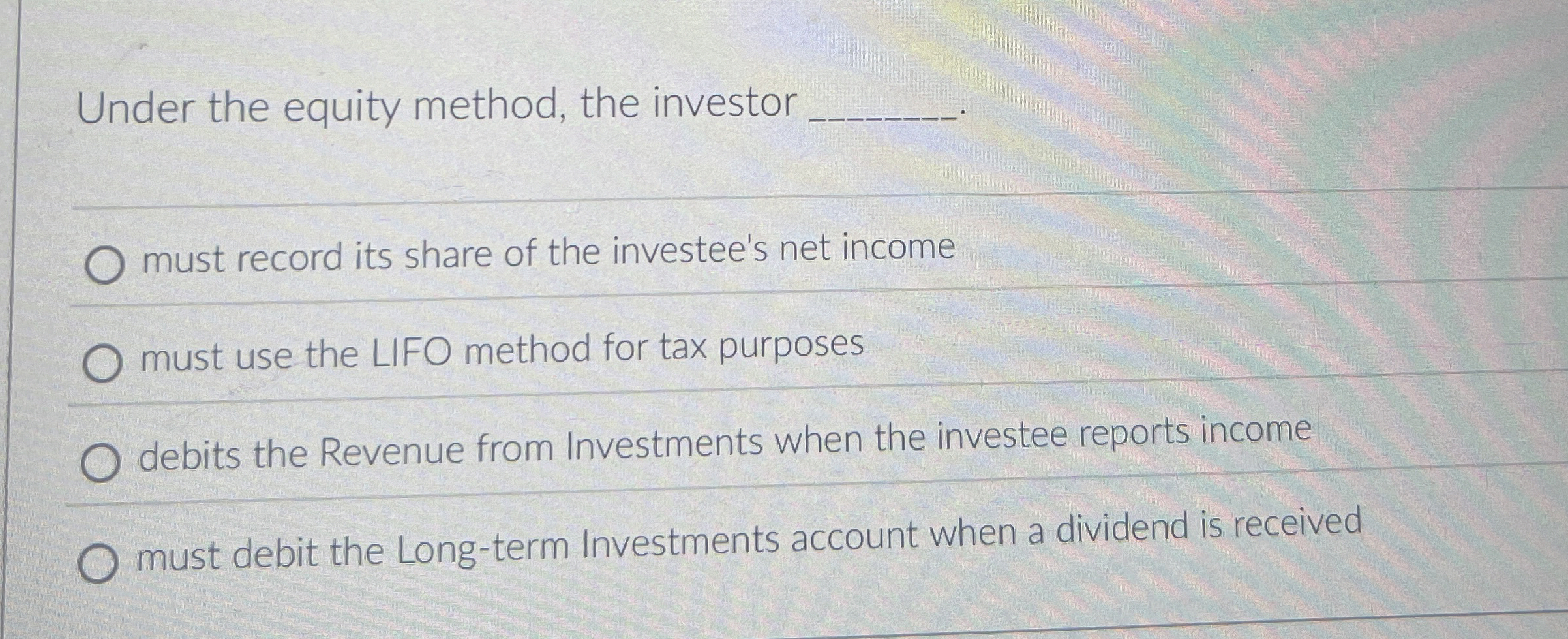 Under the equity method, the investor q , must