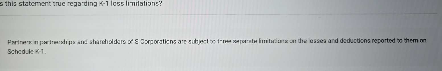 s this statement true regarding K - 1 loss