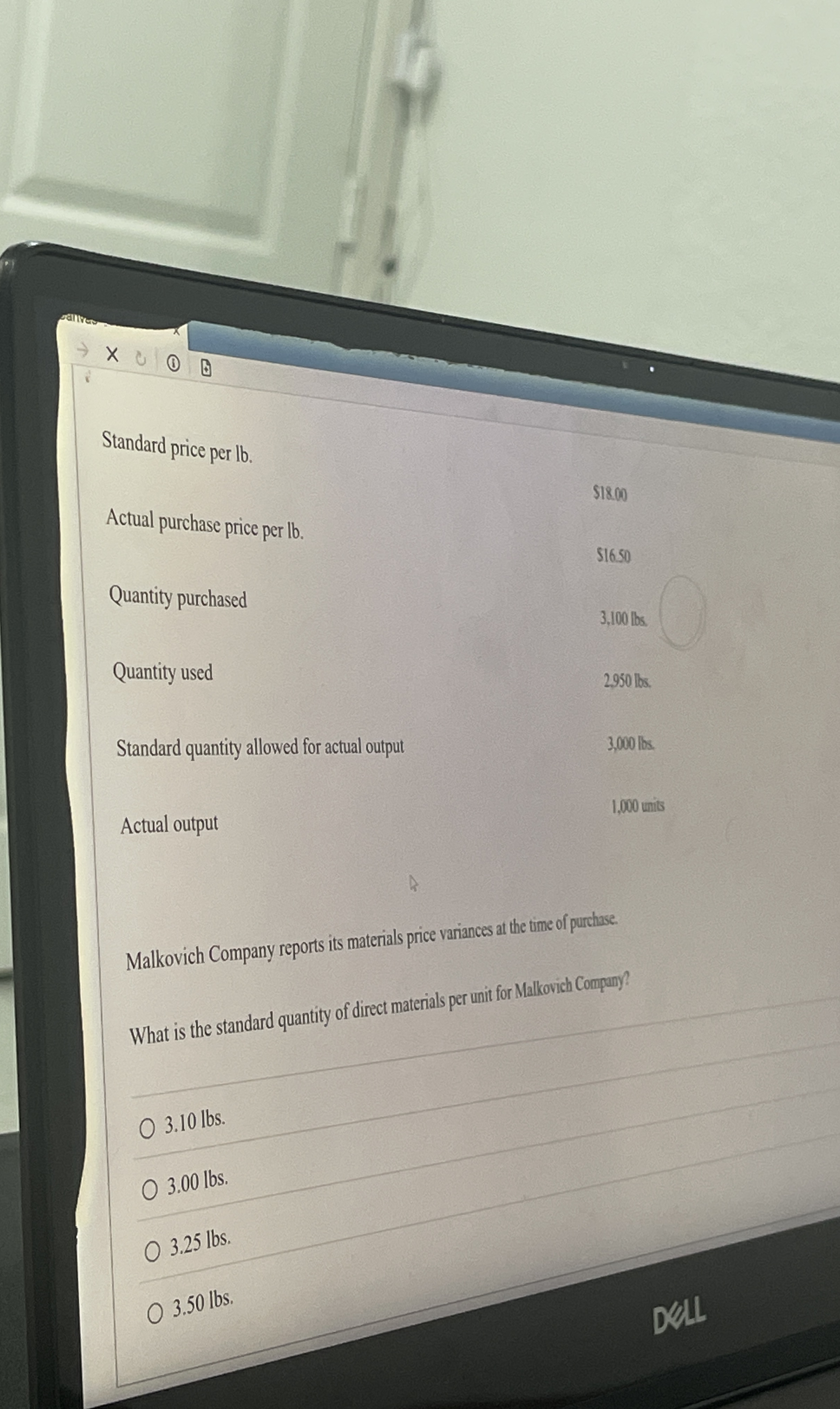 Standard price per lb . s 1 8 . 0 0 Actual