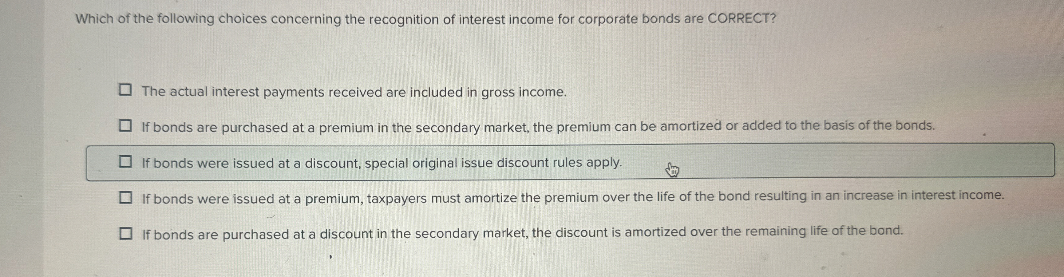 Which of the following choices concerning the