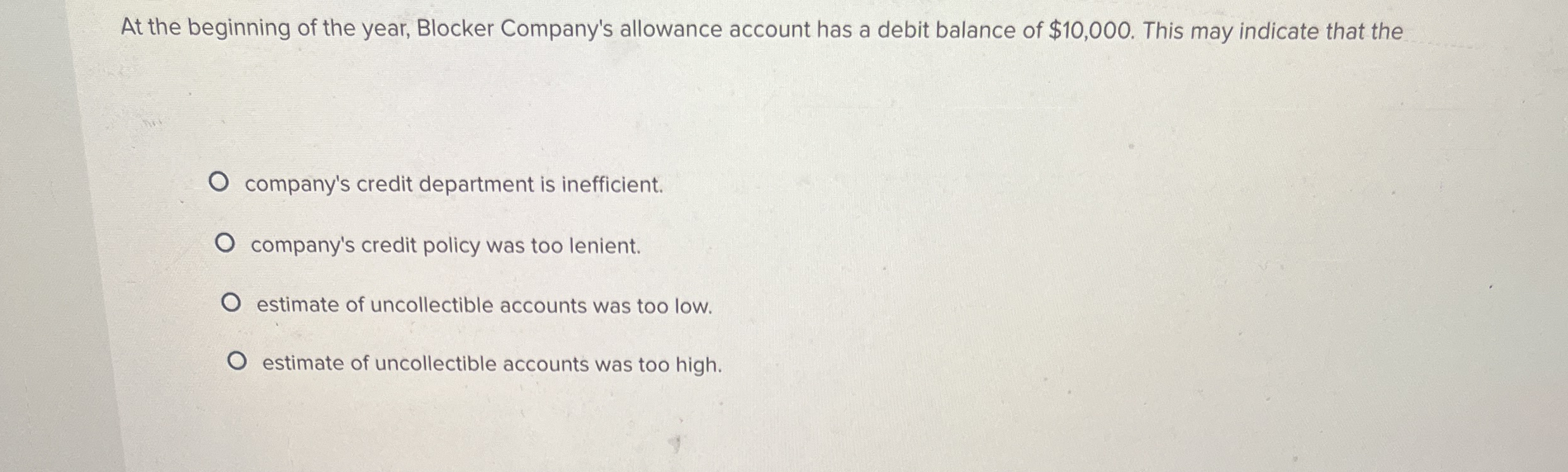 At the beginning of the year, Blocker Company's