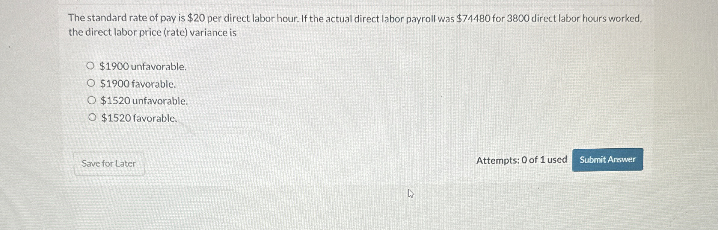 The standard rate of pay is $ 2 0 per direct