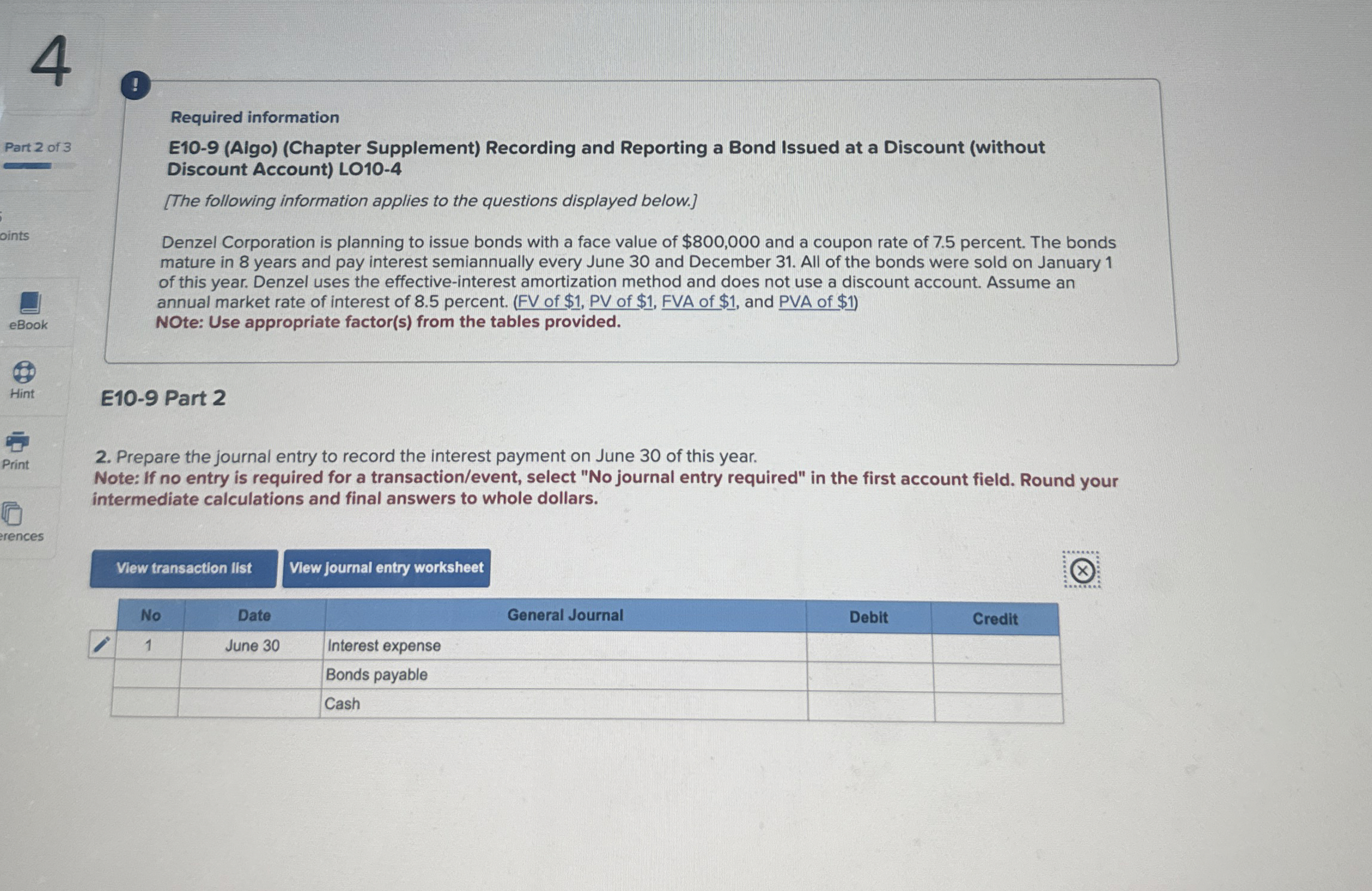 Part 2 of 3 Required information E 1 0 - 9 ( Algo
