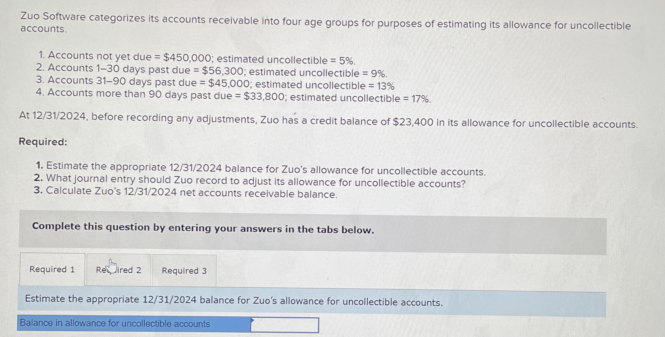Zuo Software categorizes its accounts receivable
