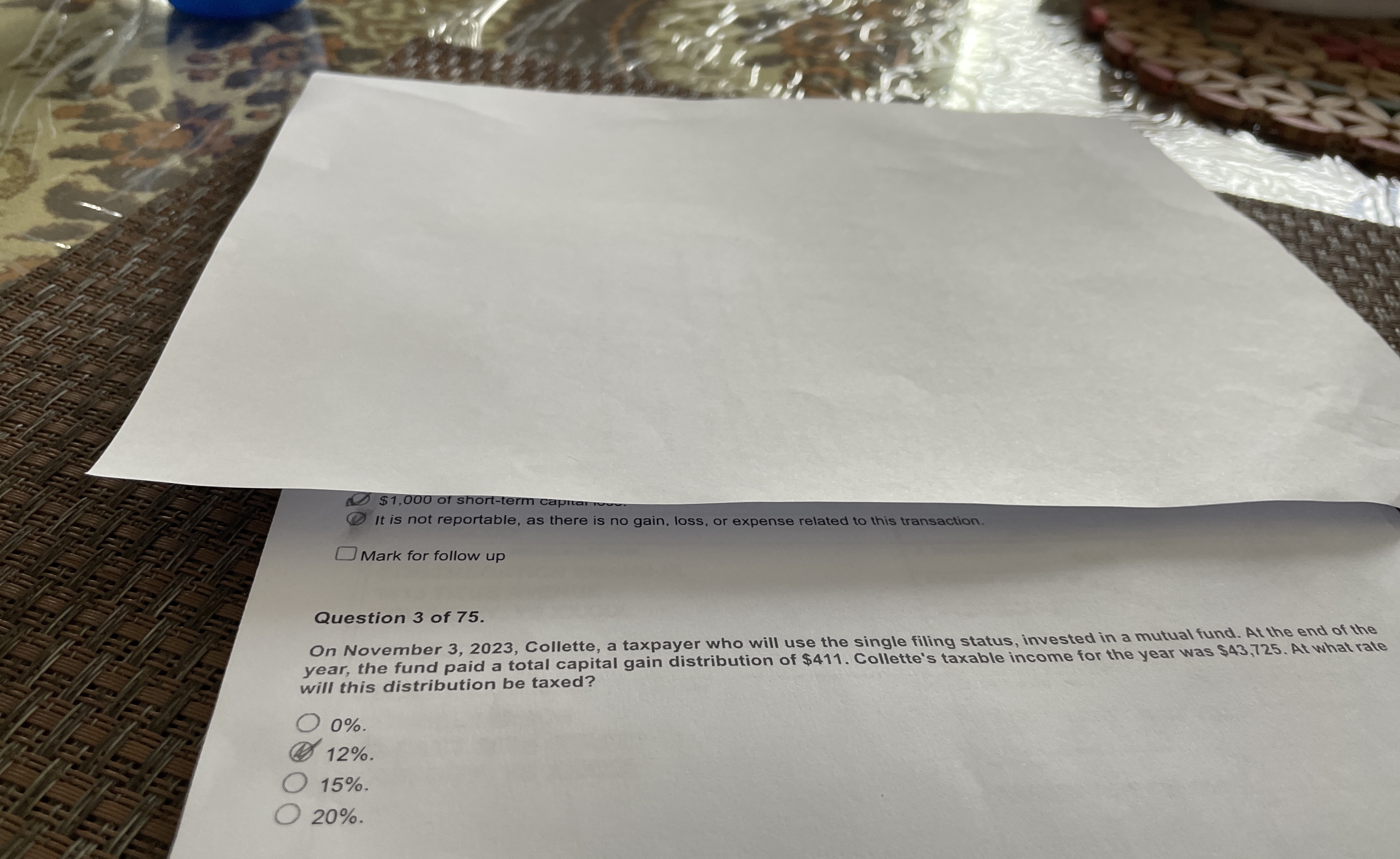 It is not reportable, as there is no gain, loss,