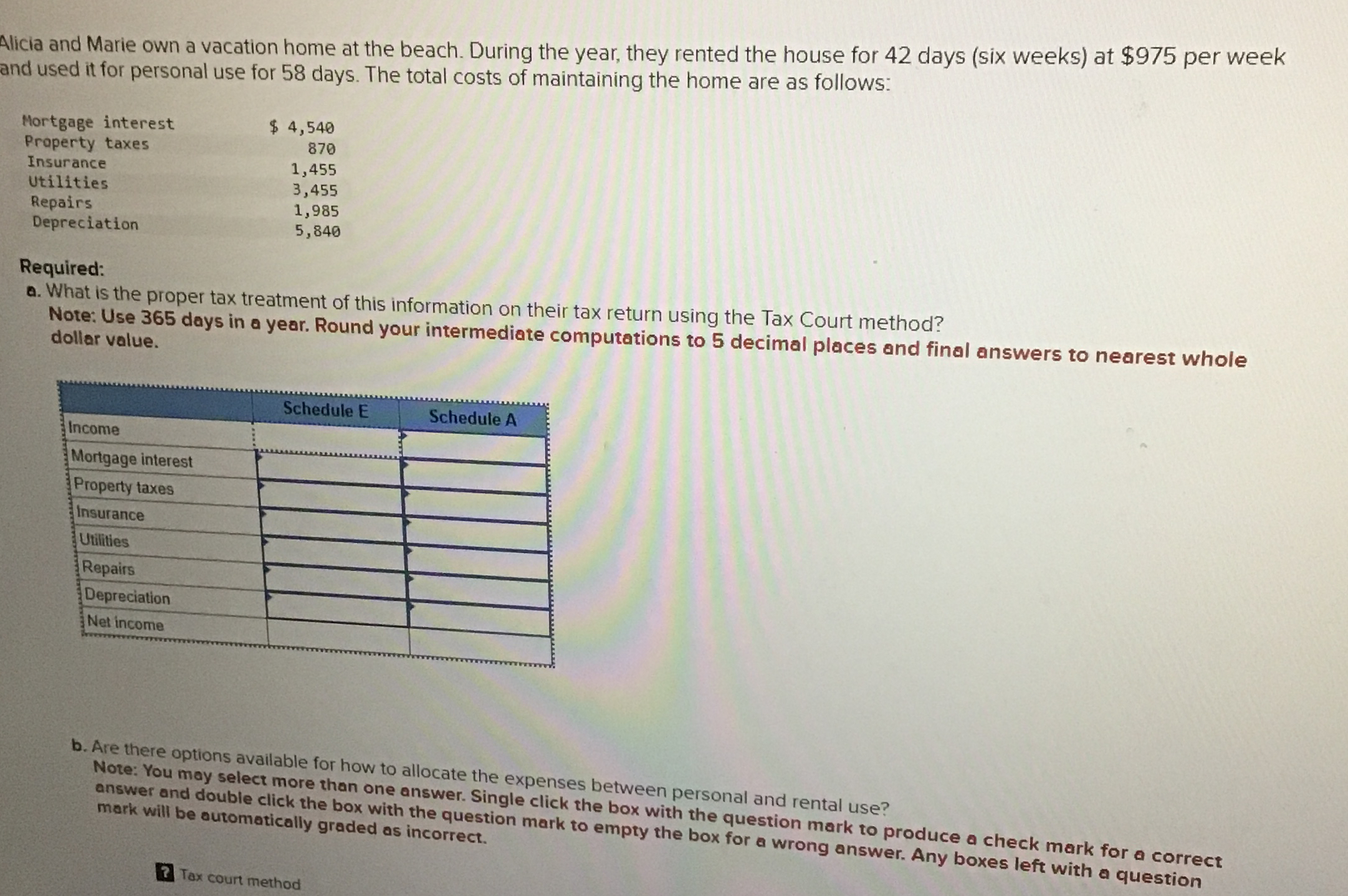 Alicia and Marie own a vacation home at the