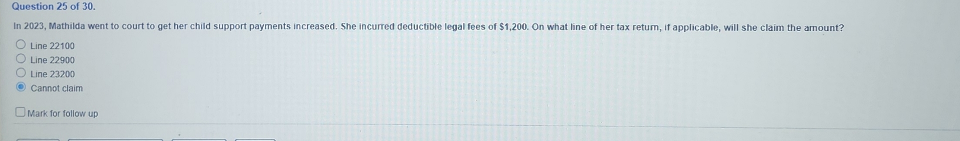 Question 2 5 of 3 0 . In 2 0 2 3 , Mathilda went