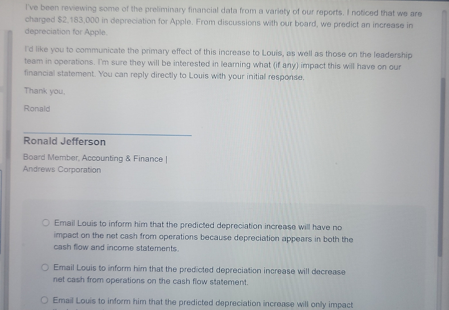 I've been reviewing some of the preliminary