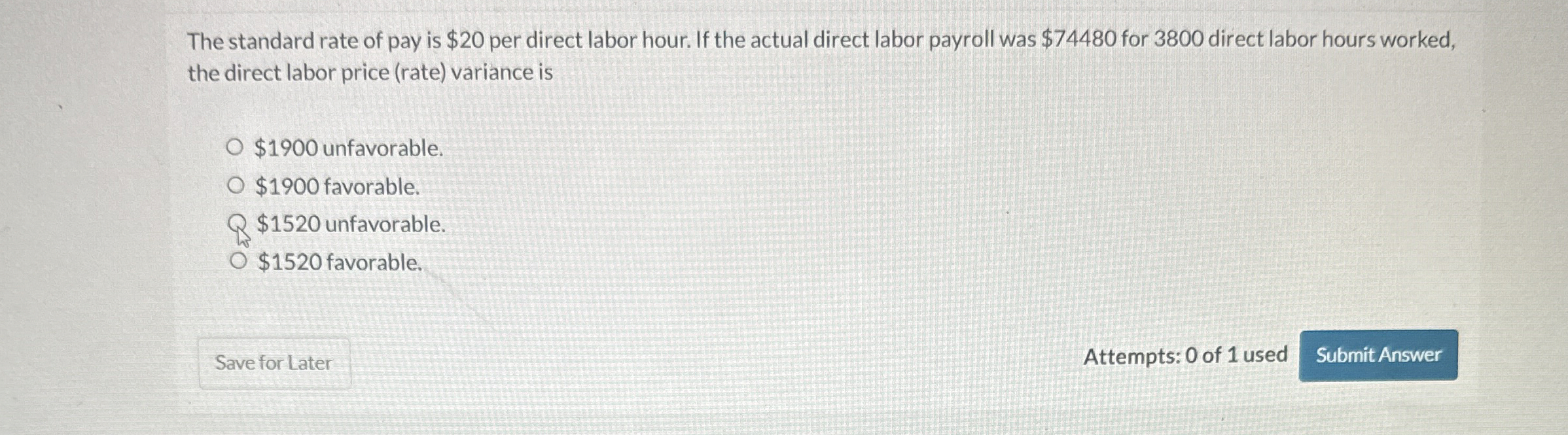 The standard rate of pay is $ 2 0 per direct
