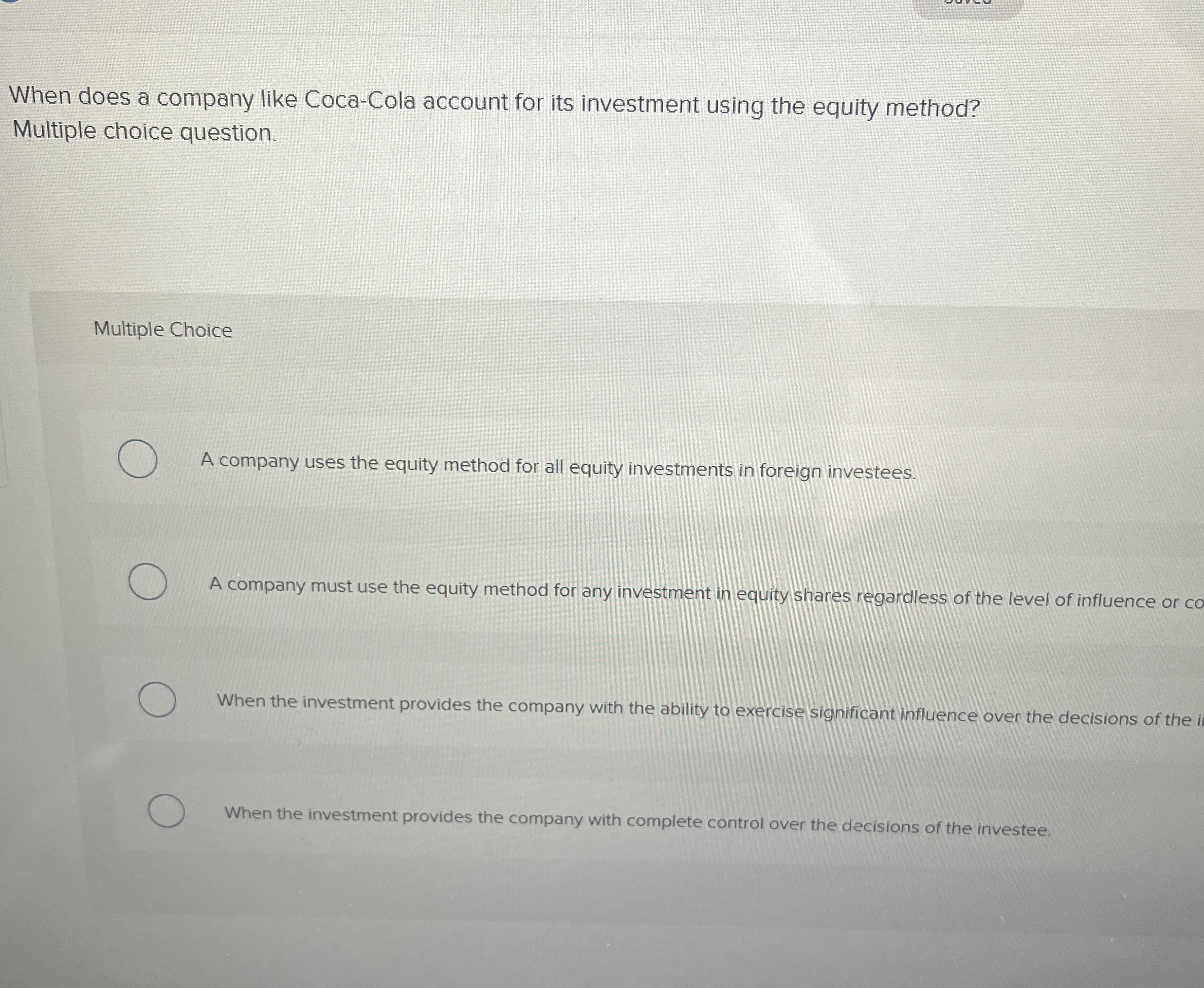 When does a company like Coca - Cola account for