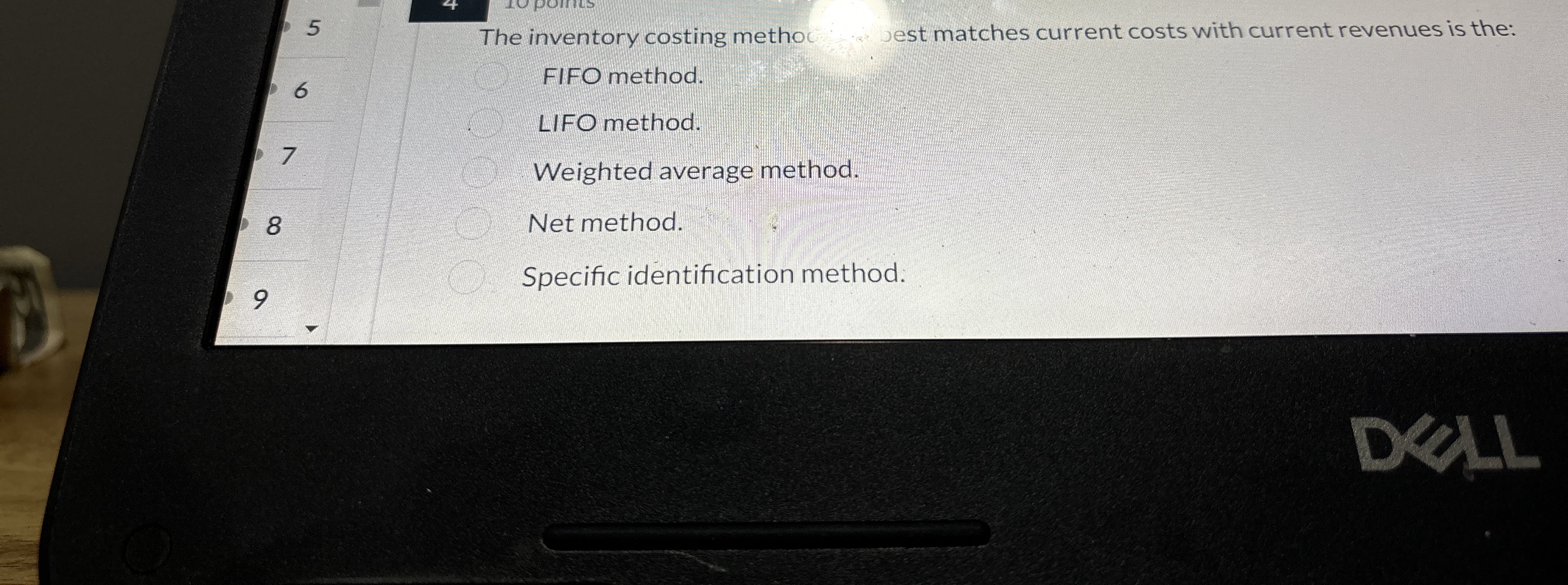 5 4 The inventory costing methoc sest matches