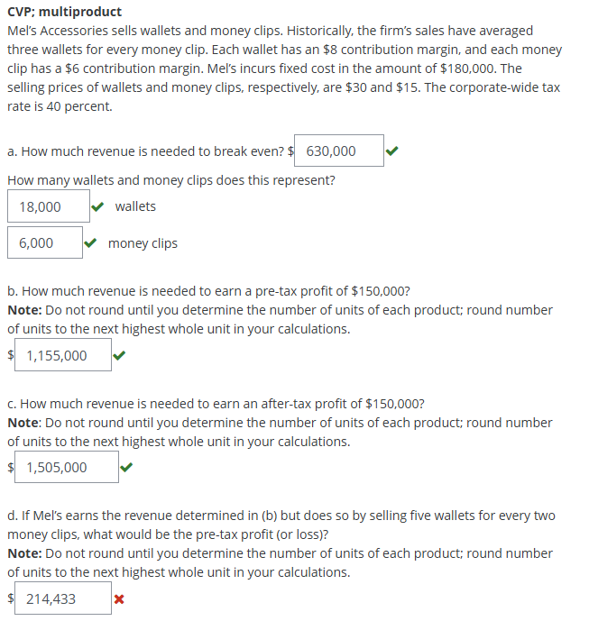 d . If Mel s earns the revenue determined in ( b
