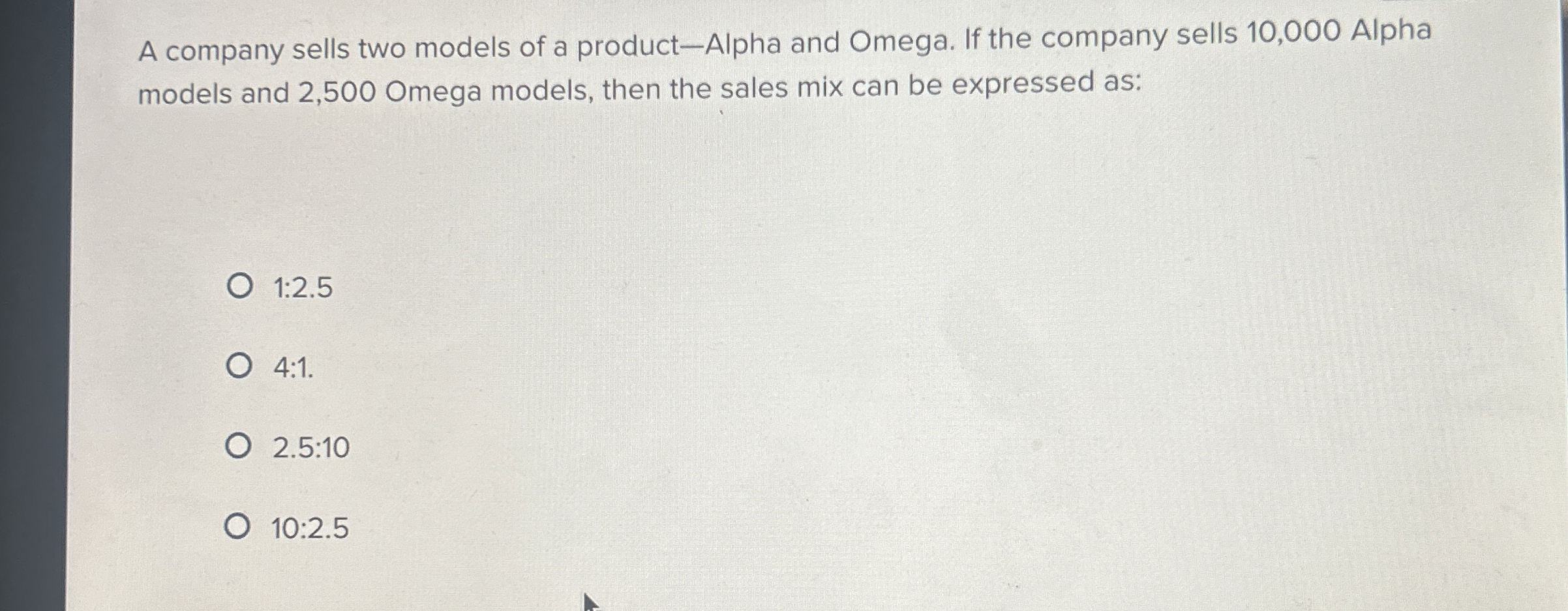 A company sells two models of a product - Alpha
