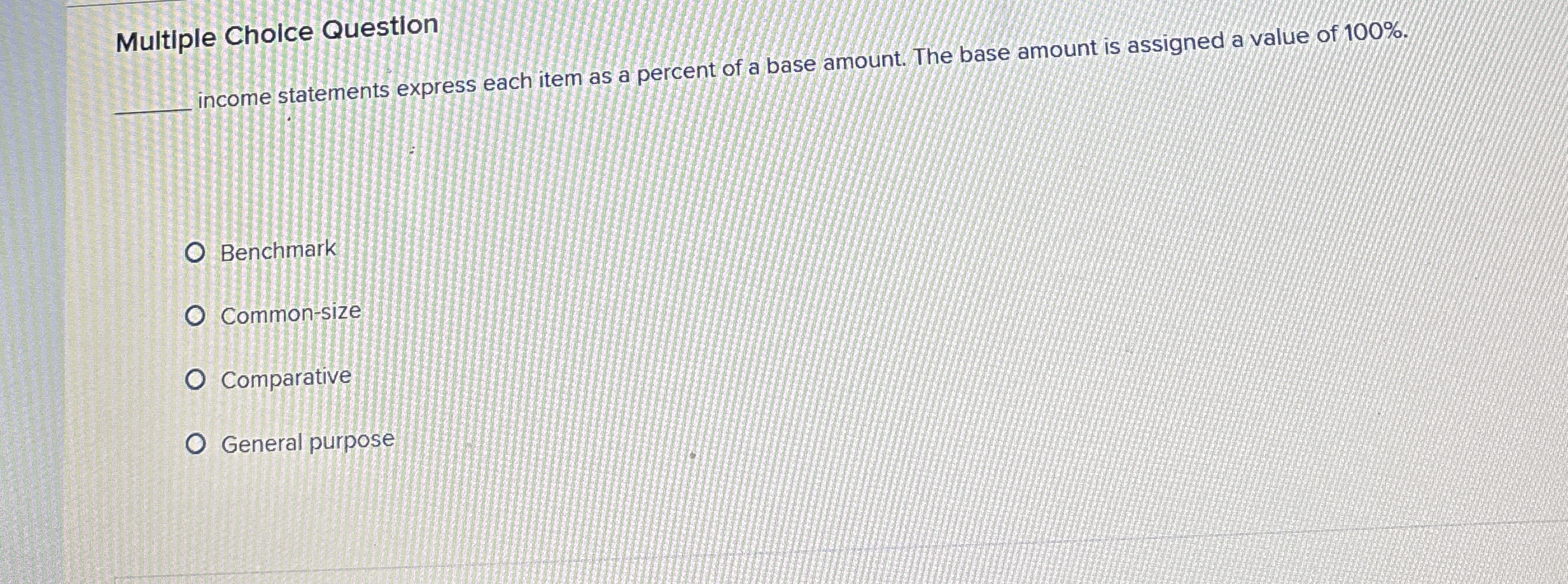 Multiple Choice Question q , income statements