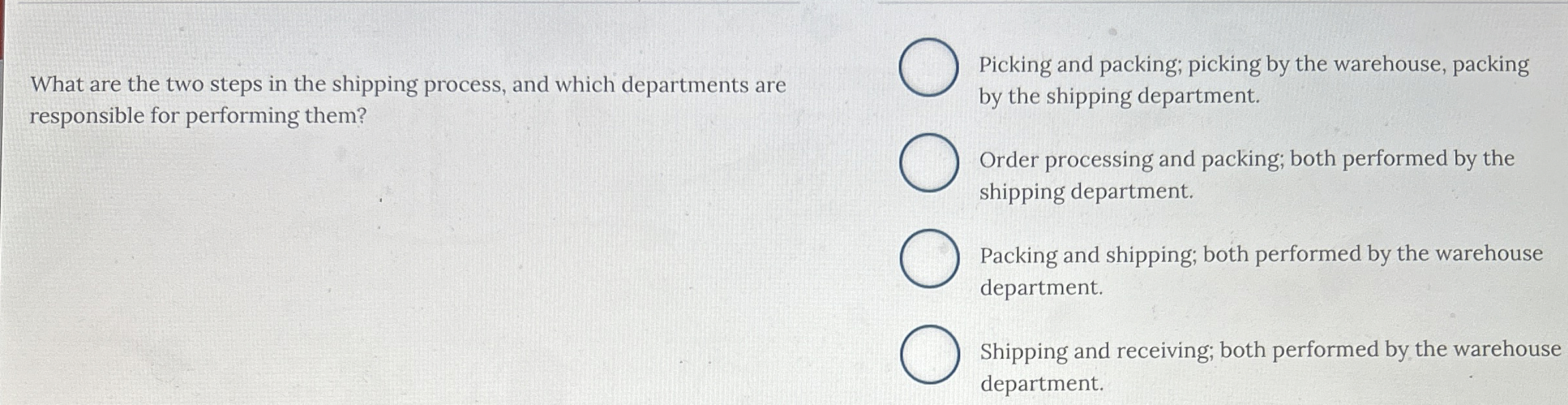 What are the two steps in the shipping process,