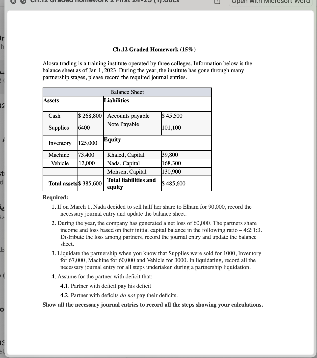 Ch . 1 2 Graded Homework ( 1 5 \ % ) Alosra