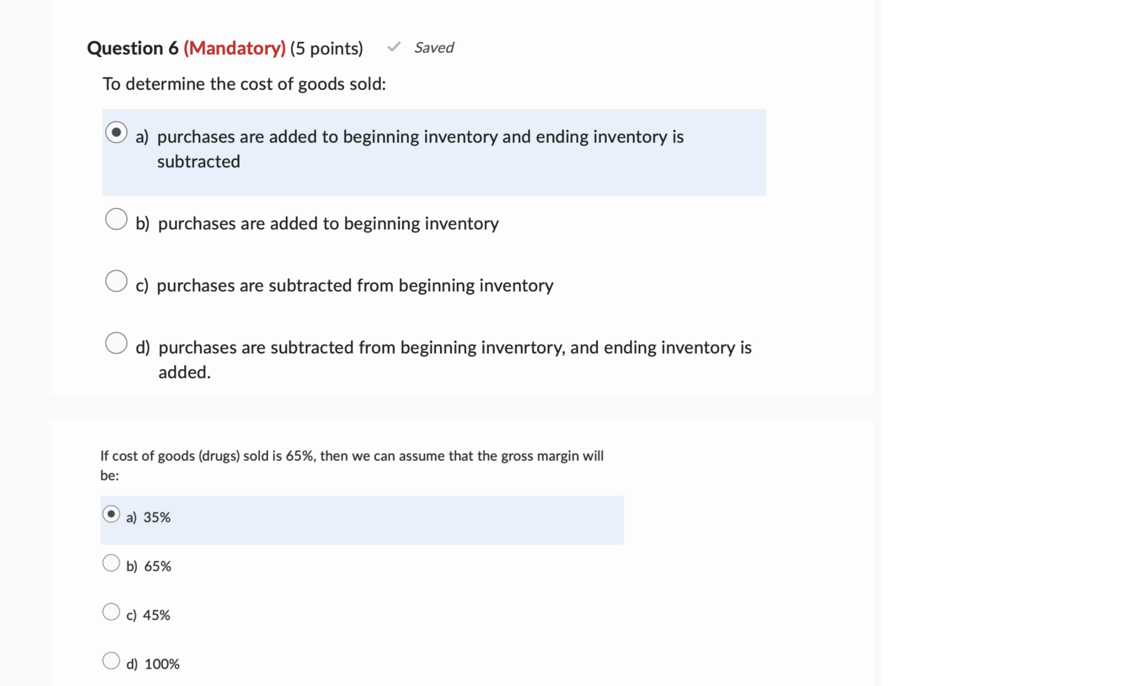 Question 6 ( Mandatory ) ( 5 points ) To