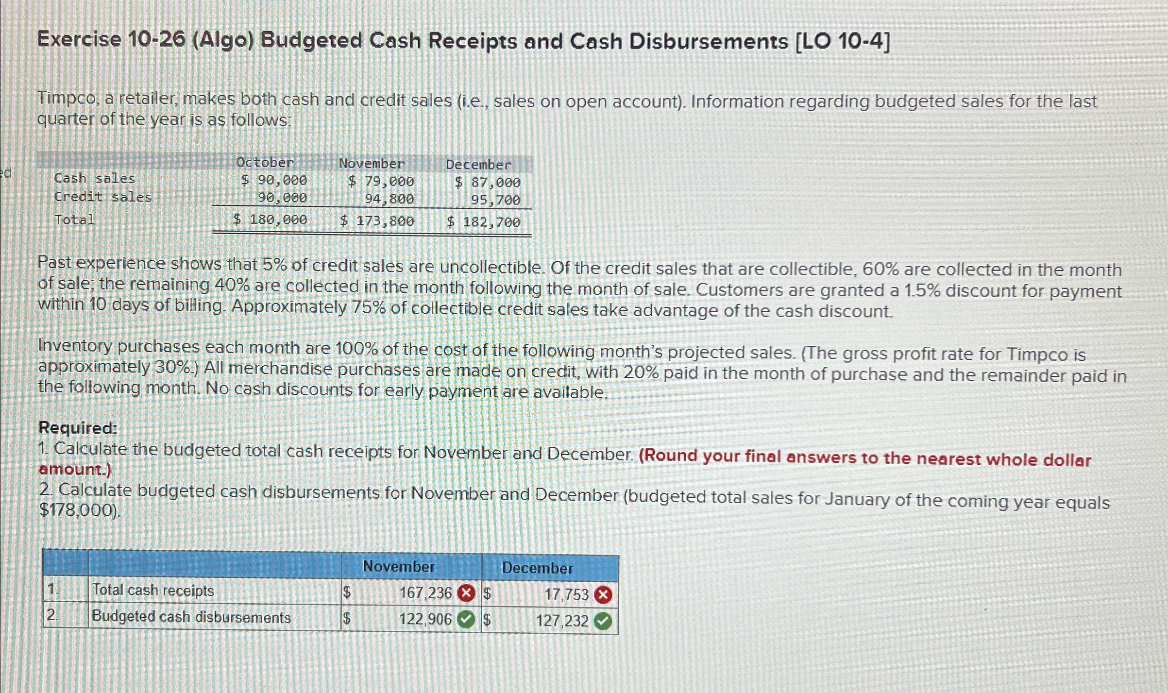 Exercise 1 0 - 2 6 ( Algo ) Budgeted Cash