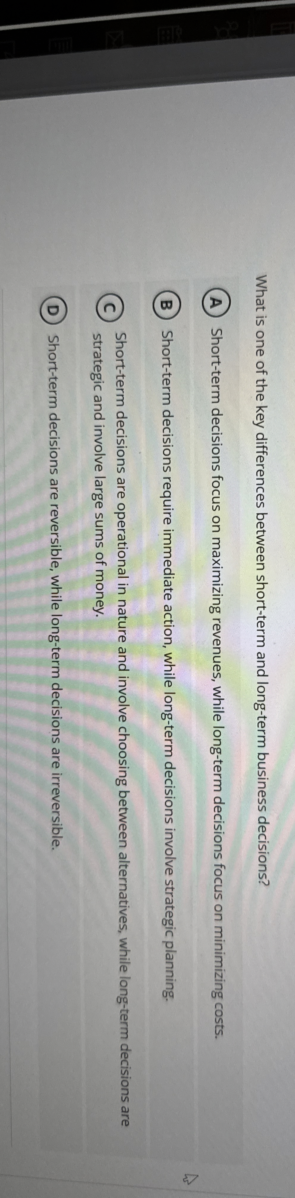 What is one of the key differences between short