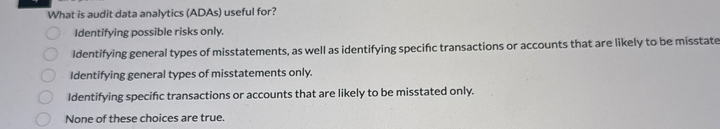 What is audit data analytics ( ADAs ) useful for?