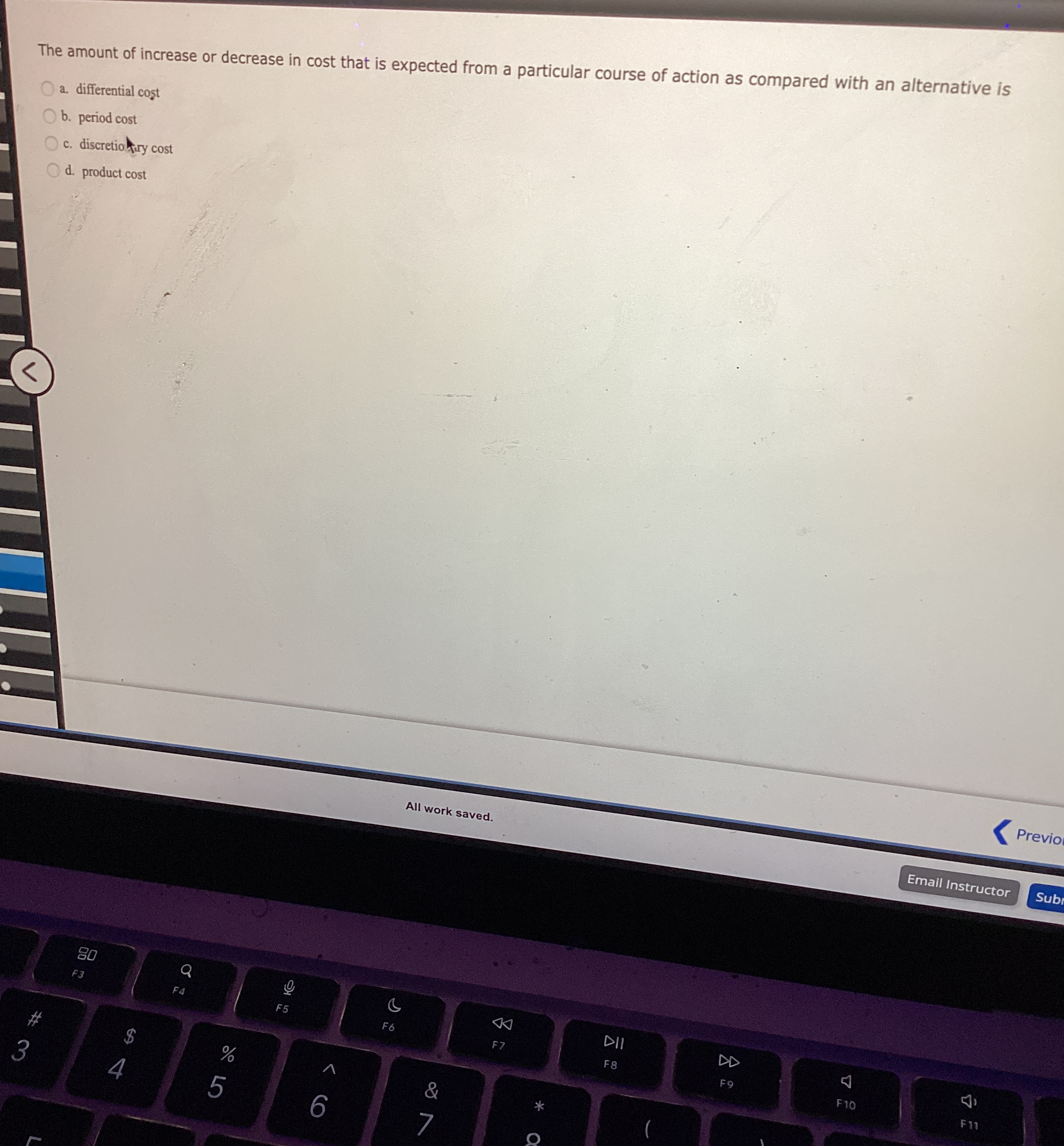 The amount of increase or decrease in cost that