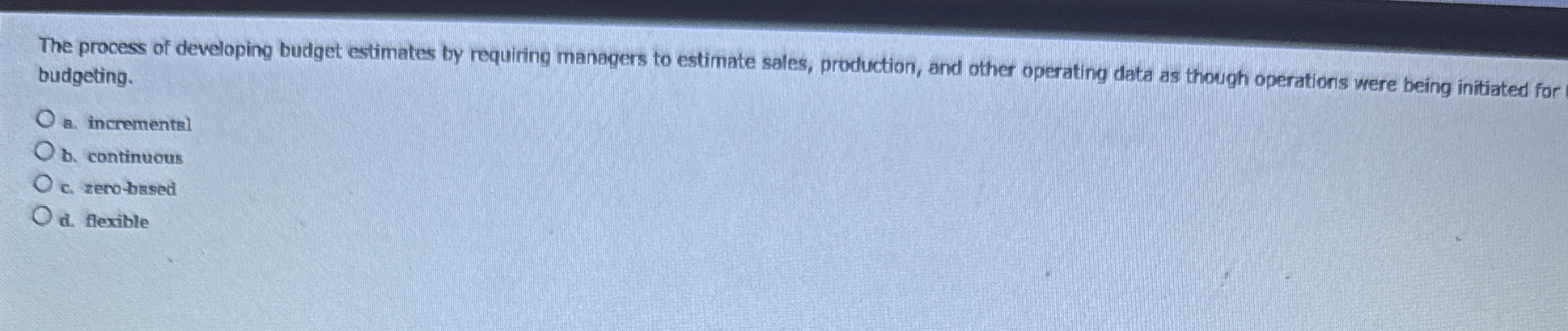 The process of developing budget estimates by