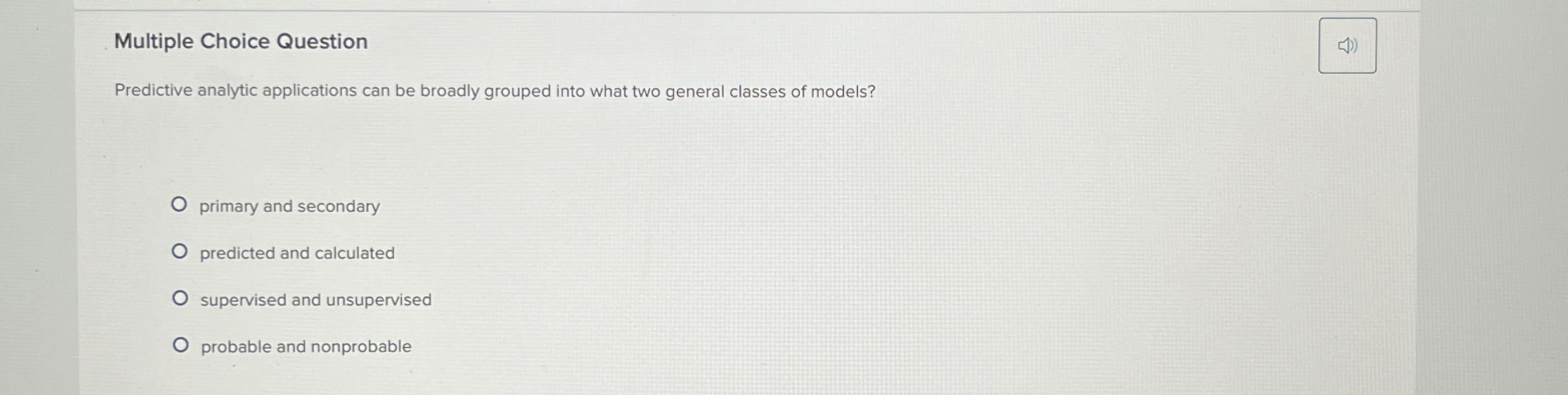 Multiple Choice Question Predictive analytic