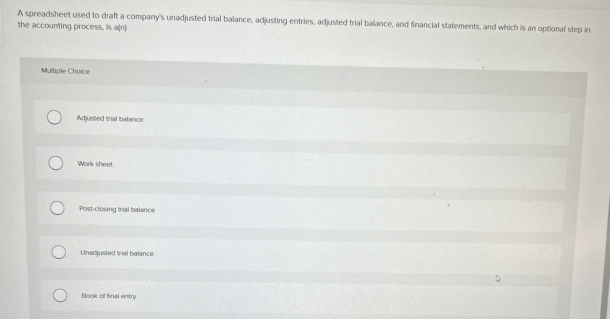 A spreadsheet used to draft a company's