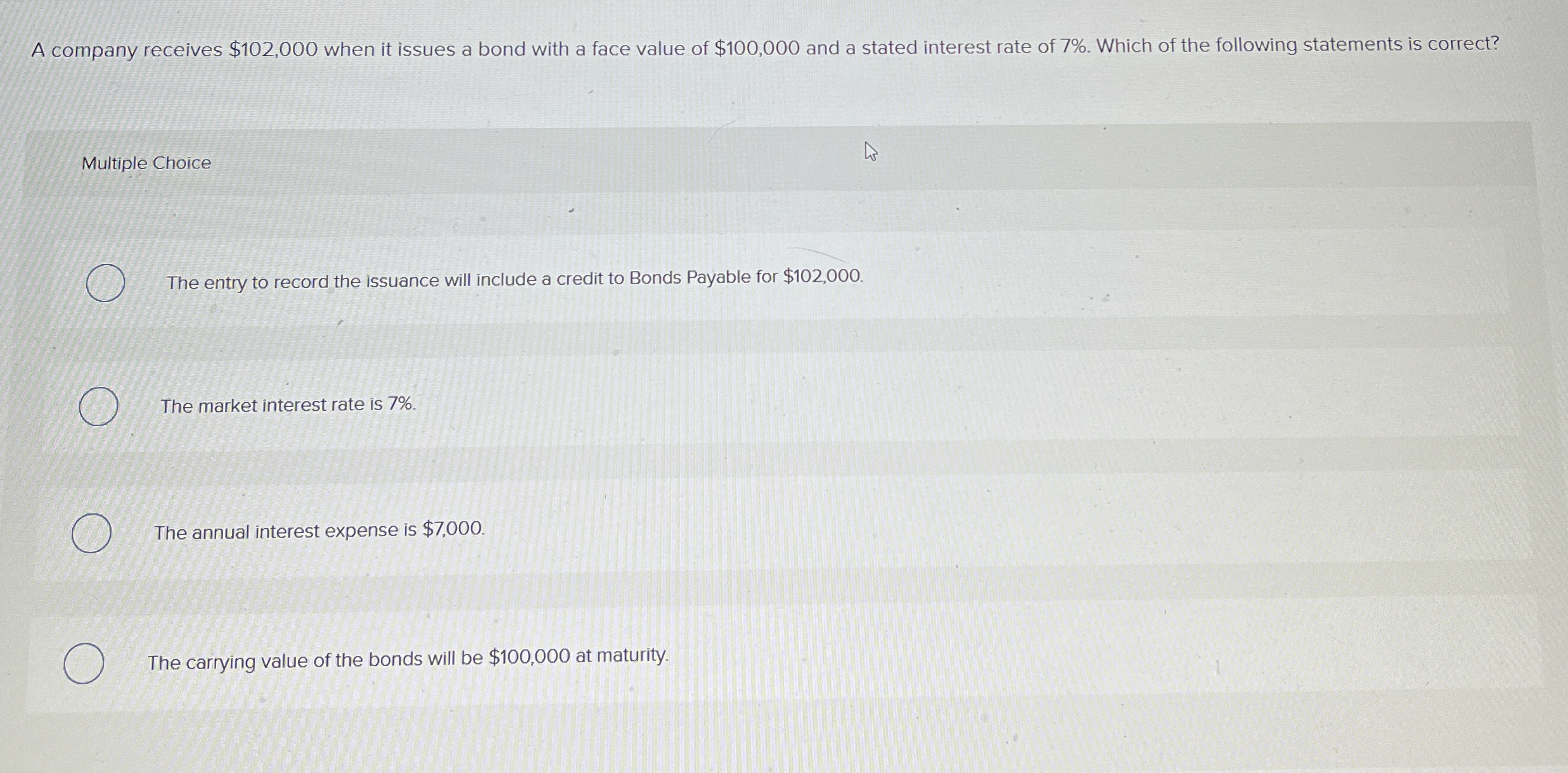 A company receives $ 1 0 2 , 0 0 0 when it issues