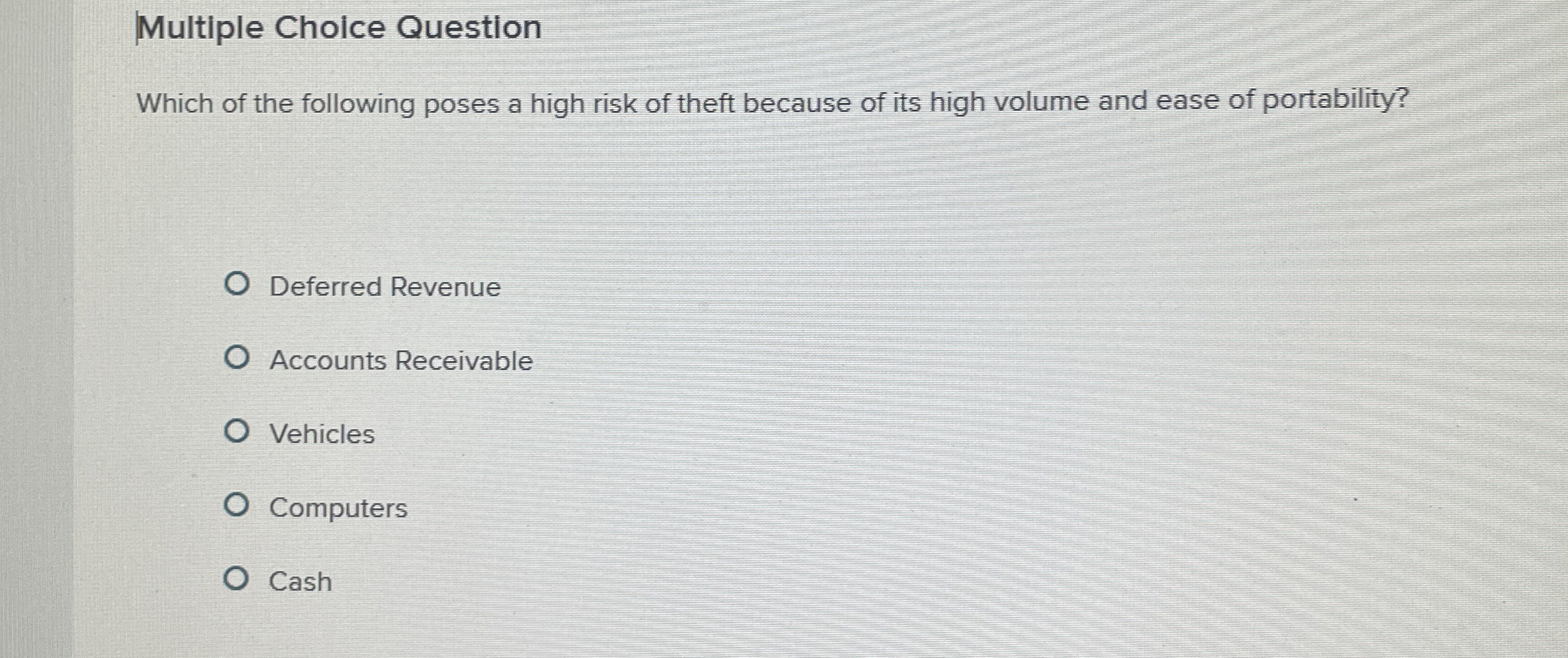 Multiple Choice Question Which of the following