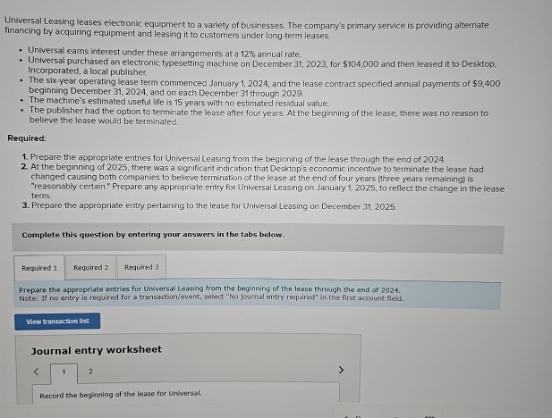 Universal Leasing leases electronic equipment to