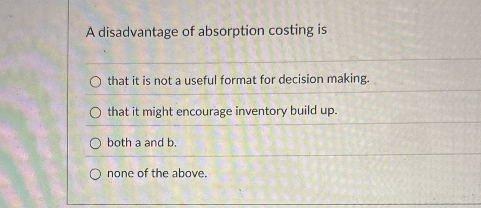 A disadvantage of absorption costing is that it