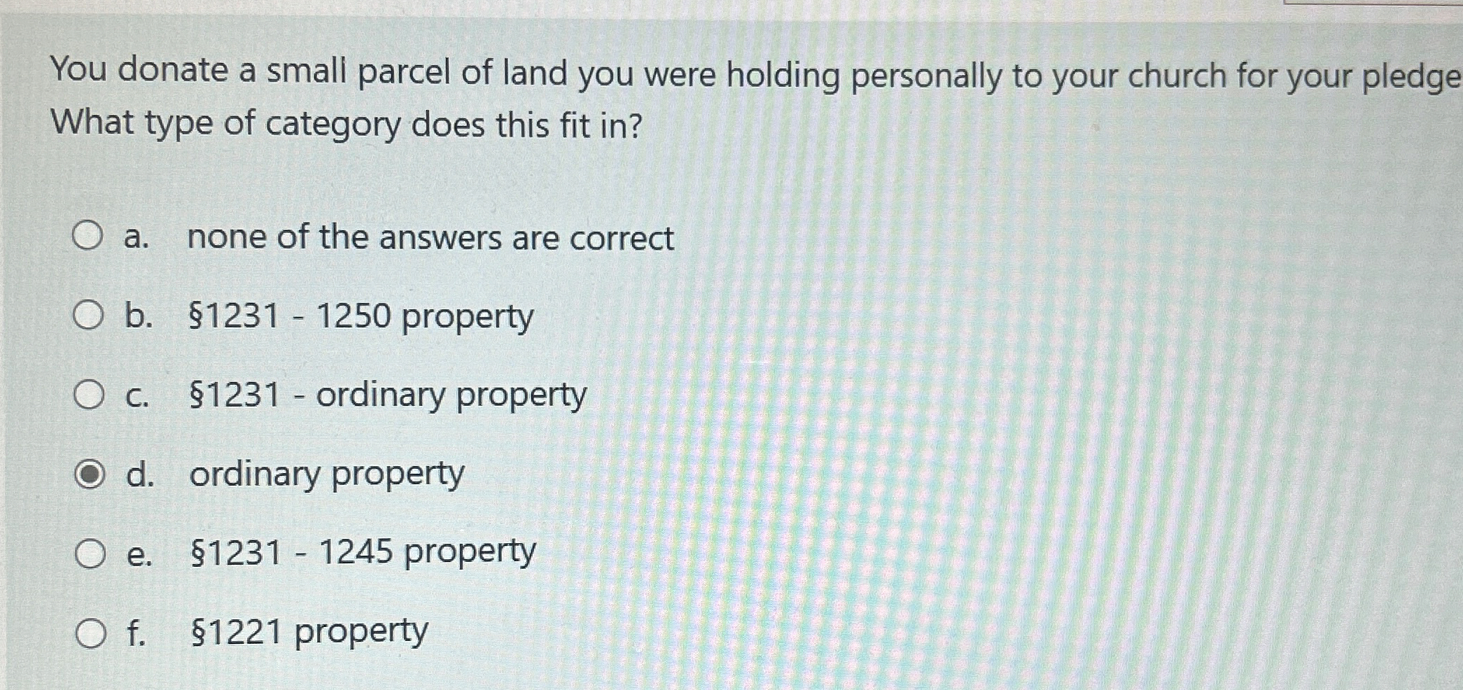 You donate a small parcel of land you were