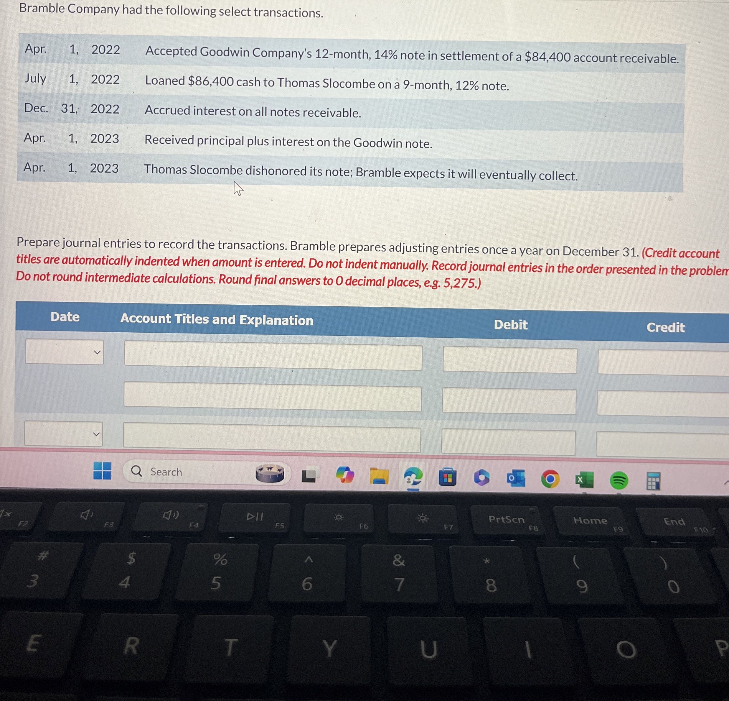 Bramble Company had the following select