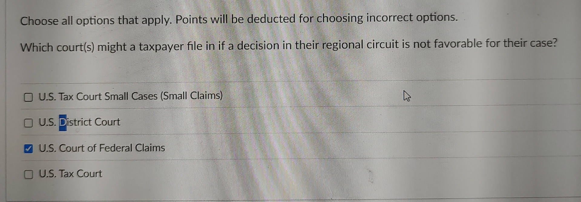 Choose all options that apply. Points will be