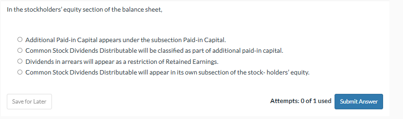In the stockholders' equity section of the